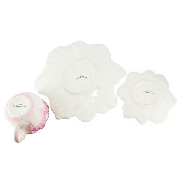 VTG 1992 THE BOMBAY CO Spring Blossoms Pink Tulip Tea Cup Saucer Dessert Plate - Picture 8 of 8